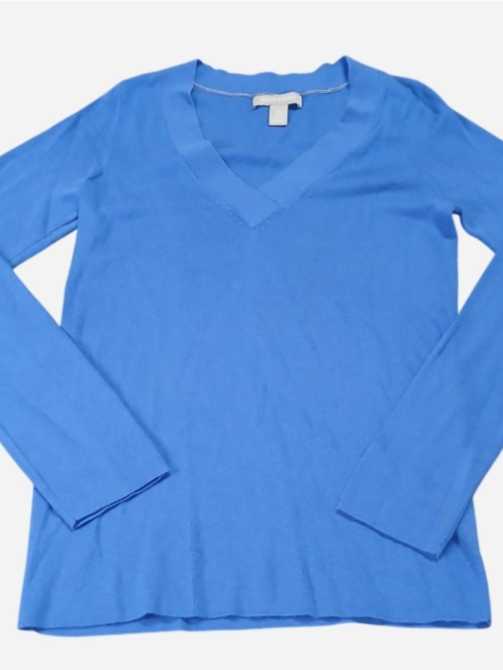 Banana Republic Silk Cotton Blue V-Neck Long Sleeve Pullover Sweater Medium